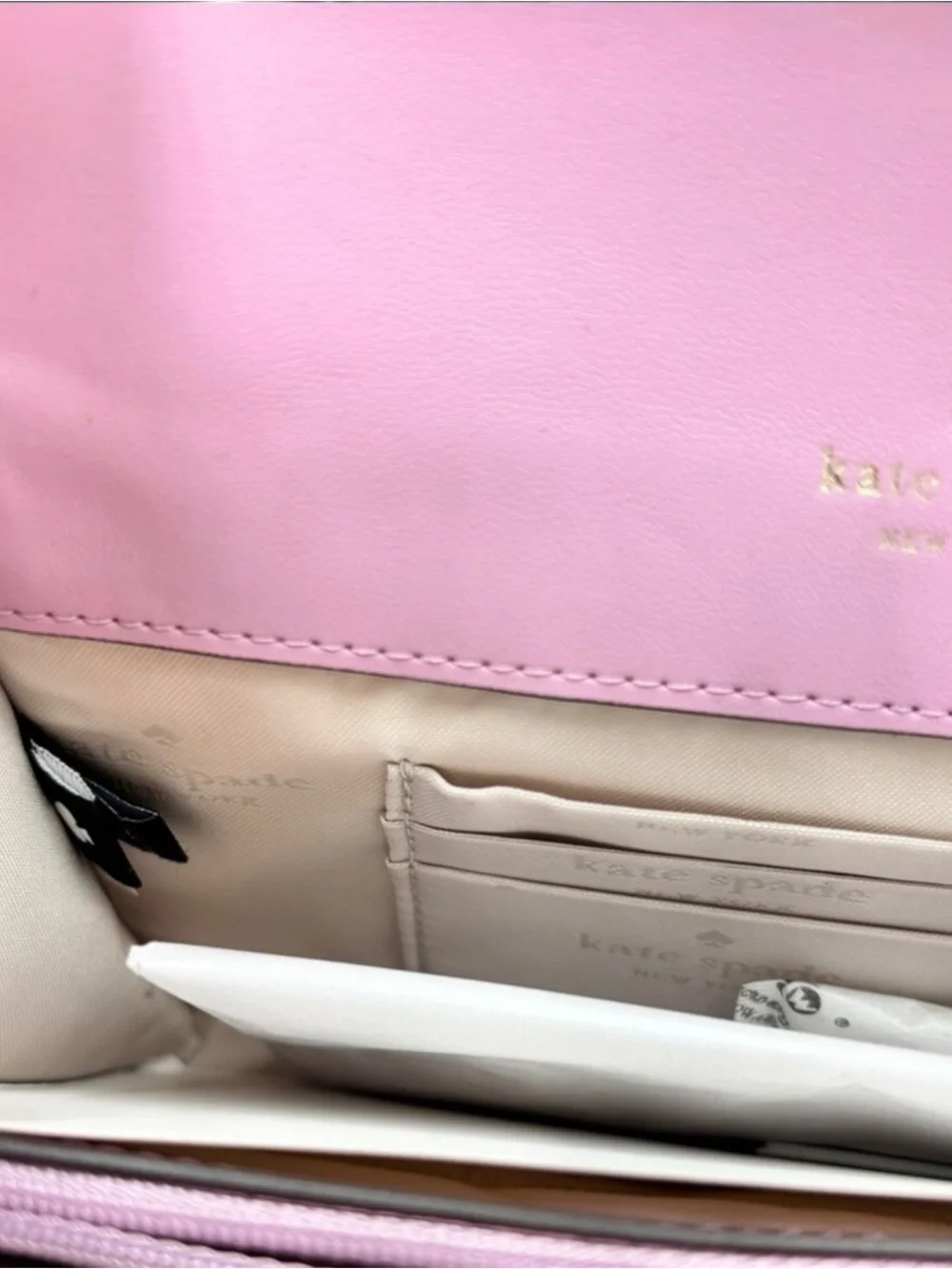 kate spade Metallic Pink Fold-Over Clutch with Gold Plaque